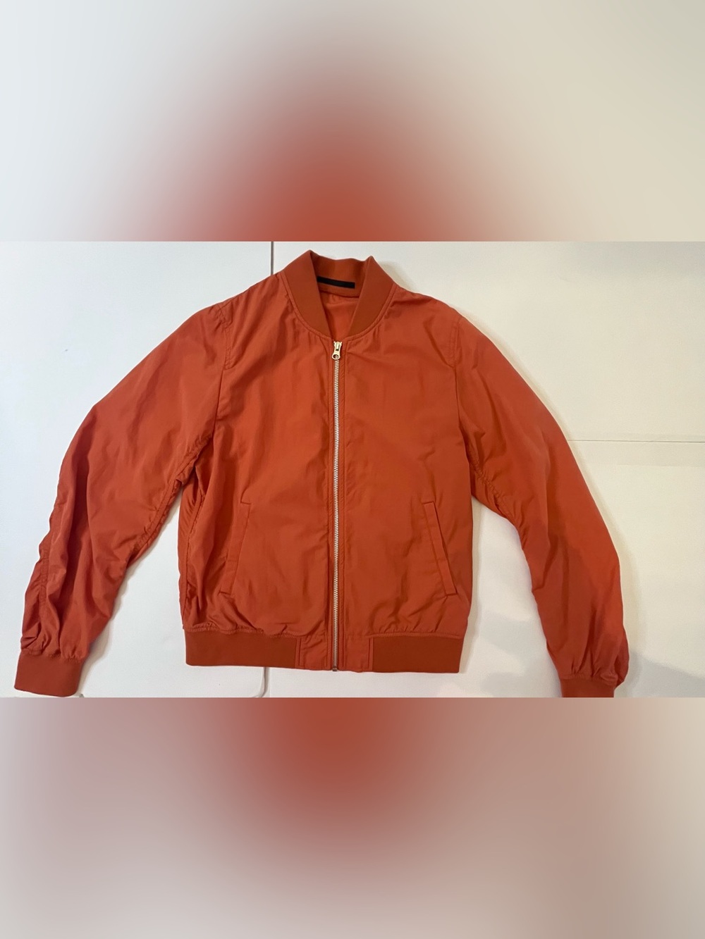 Uniqlo Rust Orange Lightweight Bomber Jacket Size Small Minimalist